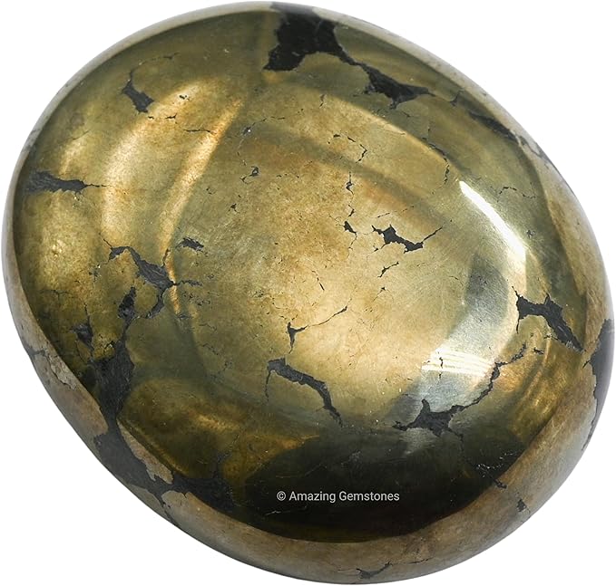 Amazing Gemstone Pyrite Crystals and Healing Stones - Large Palm Stone Crystals Piedra, Crystal for Good Luck, Positive Energy, Meditation - Unique Stocking Stuffers and Birthday Gifts for Women, Men