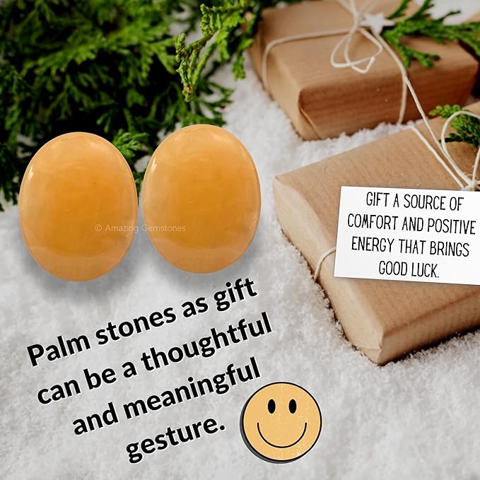 Amazing Gemstone Yellow Aventurine Crystals and Healing Stones - Large Palm Stone Crystals Piedra - Crystal for Good Luck, Positive Energy, Meditation - Unique Stocking Stuffers and Birthday Gifts