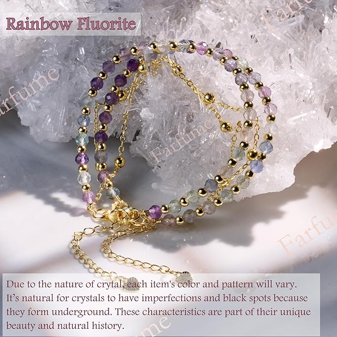 Farfume Crystal Bracelet Beaded Bracelets for Women 4mm Natural Stone Beads Gemstone Handmade Anxiety Jewelry Gifts