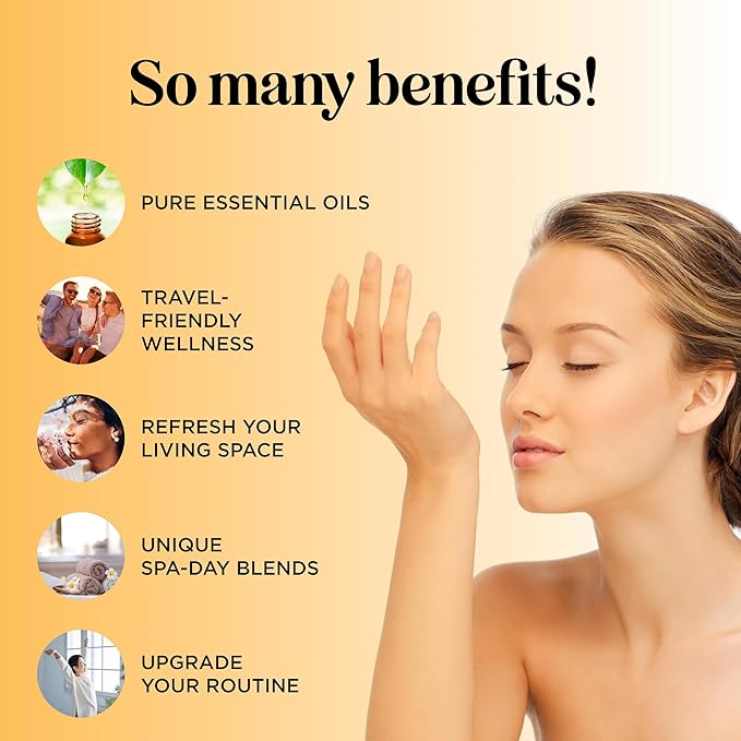 Aromatherapy Roll on Essential Oils Set - Wellness Essential Oils Set Variety Pack with Focus Uplift & Breathe Essential Oil Rollers - Fun & Cute Wellness Gift for Young Women and Teens (3 Pack)