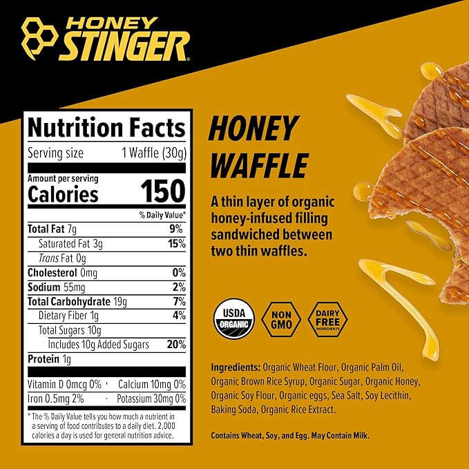 Honey Stinger Organic Energy Waffle Variety Pack, 12 Honey Waffles and 6 Vanilla, Nutritious Stroopwafel Snack for Exercise, Endurance and Performance