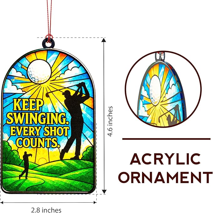 Golf Gifts For Men Golfers, Golf Christmas Ornament, Golf Decor, Positive Golf, Christmas Ornament 2025, Suncatcher Effect Window Hanging, Car Hanging Accessories