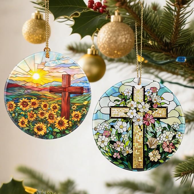 Christian Cross Ornaments, Christmas Ornaments: Christmas Tree Decorations, Easter Faith Cross Decor, Stocking Stuffers, Gift Ideas, Xmas Gift, Religious Gifts & Christian Gifts