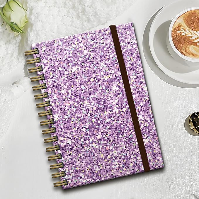 Cute Spiral Notebook, Journal for Women, Hardcover Spiral Journal, 5.5 x 8.3 Inches, 120 Pages,100gsm Paper, for Gifts Nurse Teacher Women Office Supplies(Purple)