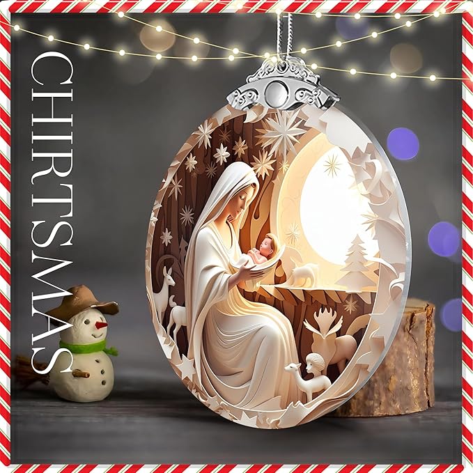 2025 Christmas Ornament, Nativity Ornaments, Nativity Ornament, White Elephant Gifts, Christmas Ornament, Tree Ornaments, Gag Gifts Funny Adult (White Nativity)