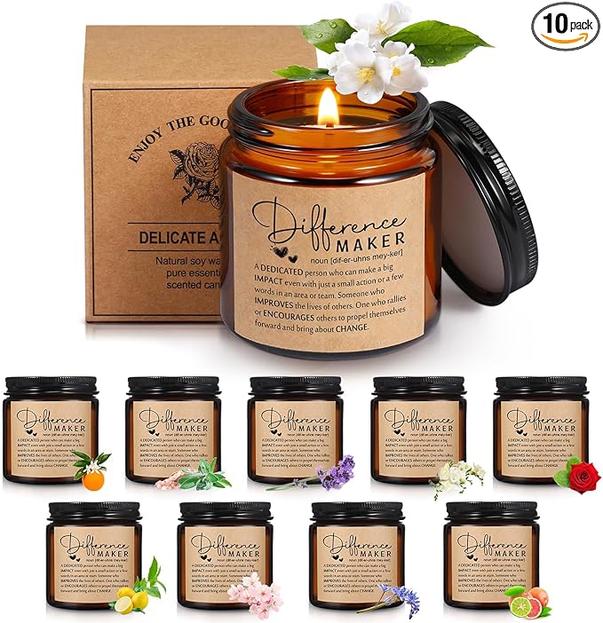 Fumete 10 Pcs Jars Scented Soy Candles 3.5 oz May You Be Proud of The Difference Candles Team Thank You Gifts for Employee Appreciation Gifts Coworker Vet Tech Nurse Teachers(Amber,Maker)