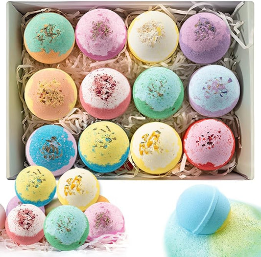 Bath Bombs for Women 12 Gift Sets, Shea Butter & Essential Oils Bath Bomb for Skin Moisturizing, Bubble Spa Bath, Bubble Bath for Kids, Idea Gifts for Women Men Wife, Girlfriend, Mothers