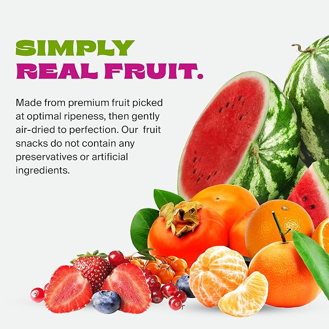 Whitney Jordan Naturals Air-Dried Fruit Variety Pack | Dried Fruit Snack with Watermelon, Persimmon, Orange, Super Berry Medley & Mandarin | No Sugar Added, Gluten-Free, Vegan | 2 Oz, Pack of 10