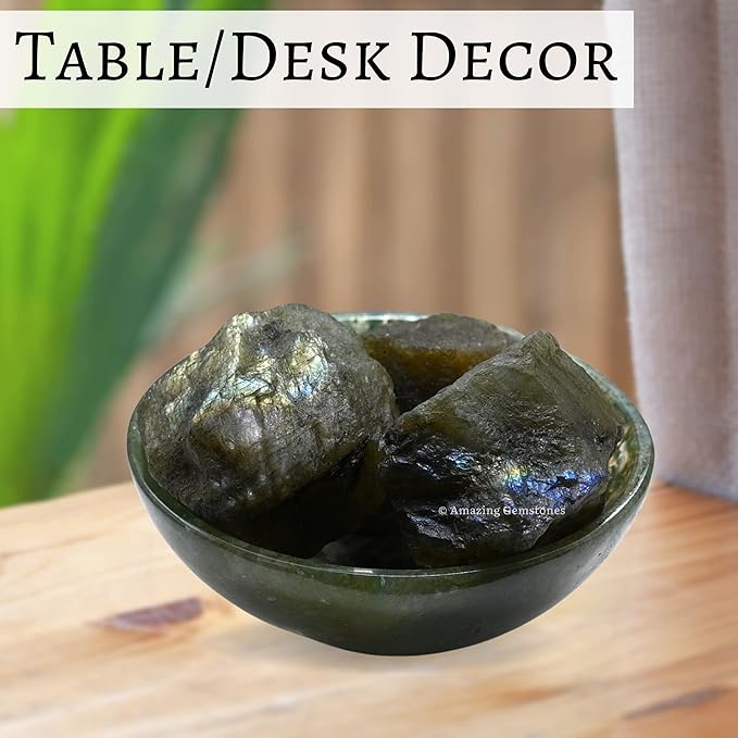 Amazing Gemstone Labradorite Raw Crystals and Healing Stones, Natural Rocks for Tumbling and DIY Raw Stones and Crystals (5 Pieces)