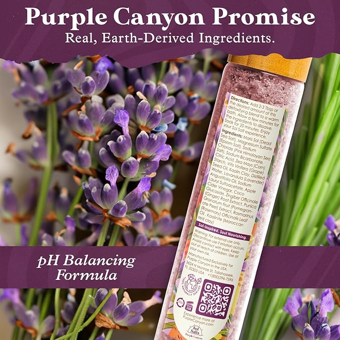 PURPLE CANYON SolSalts Kombucha Detox Bath Salts 10oz - Lavender Rosemary Soak with Apple Cider Vinegar - Detoxifying Spa Experience