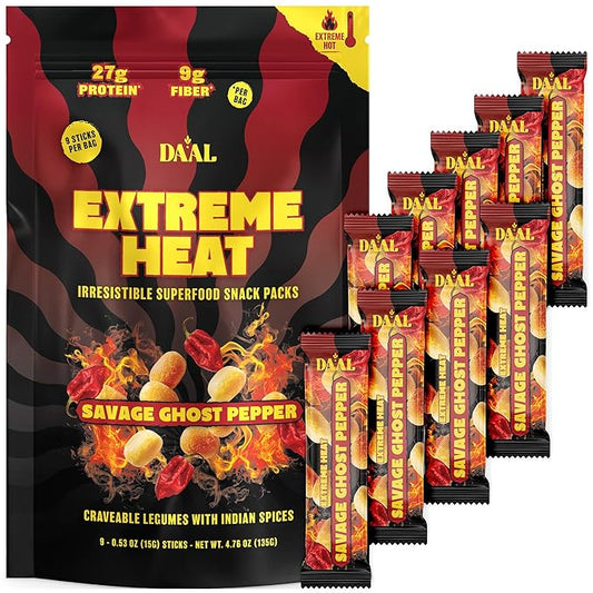 Daal By Keen Crunchy Mung Bean Snacks – Savage Ghost Pepper - Plant-Based Protein, High Fiber, Gluten Free & Nut-Free – Mix into Salads or Enjoy as an On-the-Go Snack - 1 Resealable Pack, 4.76 oz