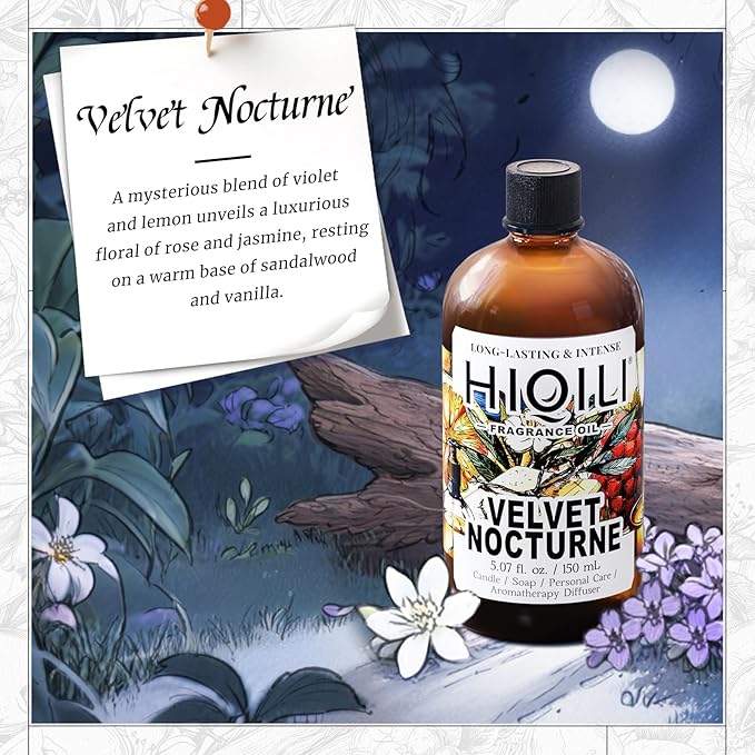 HIQILI Velvet Nocturne Fragrance Oil for Making Candle, Violet & Carnation Scents, DIY Perfume, Great for Diffuser, Long Lasting - 5.07 Fl Oz
