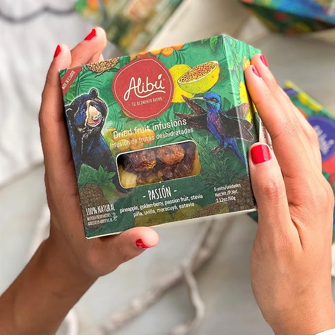 Alibú Dried Fruit Tea Infusions - Passion - Pineapple, Goldenberry, Passion Fruit | Water Infusions Dried Fruit - Box of 2.12 oz (Passion)