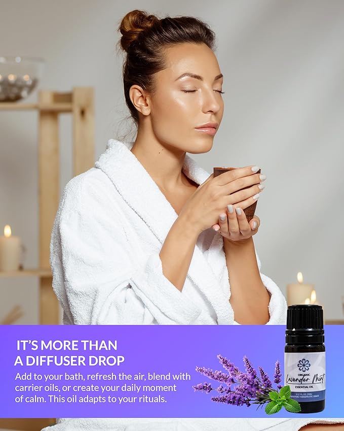 Essence Lavander Mint Essential Oil – 100% Pure & Therapeutic Grade – Perfect for Aromatherapy, Diffusers & Recharging Essence Nasal Diffuser Rings – Natural Stress & Mood Support (5mL)