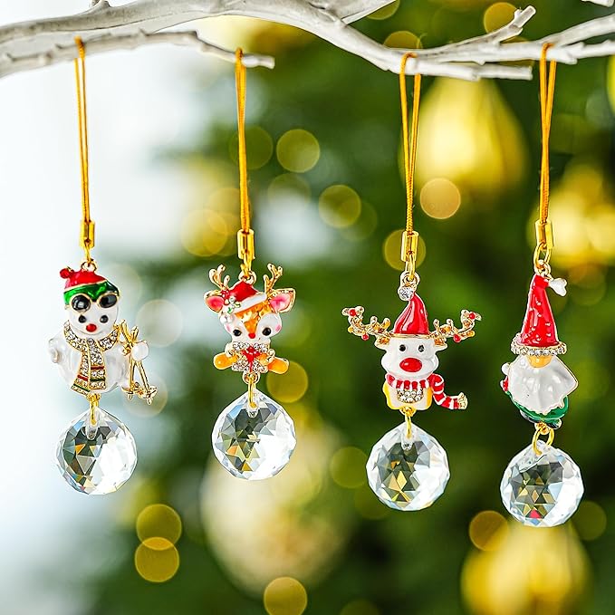 H&D HYALINE & DORA Christmas Ornaments Set Christmas Hanging Ornament Pendant Elk Gnome Snowman Ornament for Xmas Tree Home Decor(4 Pack)