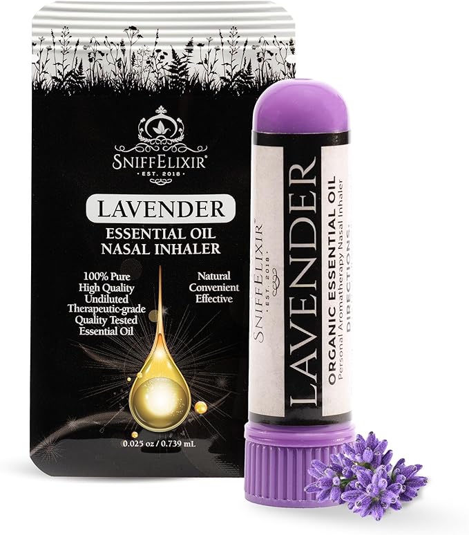 Nasal Stick Inhaler Lavender Nasal Aromatherapy Inhaler - Natural Essential Oil Inhaler for Calm Mind, Mood Boost Nausea Inhaler Relaxation Gifts Nasal Inhaler Stick Portable Nasal Inhalers for Adults