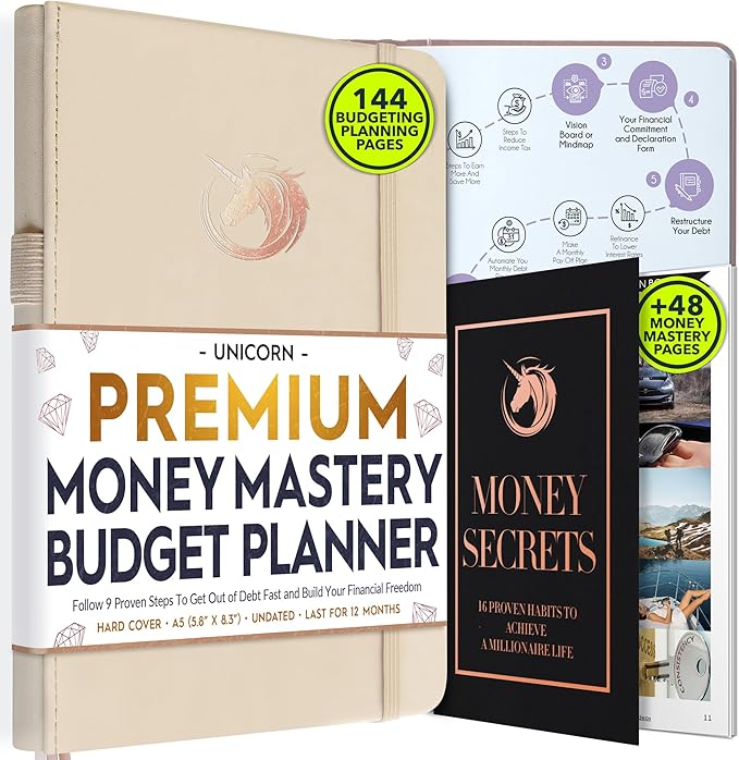 Financial Planner - Monthly Budget Planner & Monthly Bill Organizer | A 12-Month Journey to Financial Freedom | Bill Payment Tracker Organizer, Debt, Expense Tracker & Money Saving with Pockets