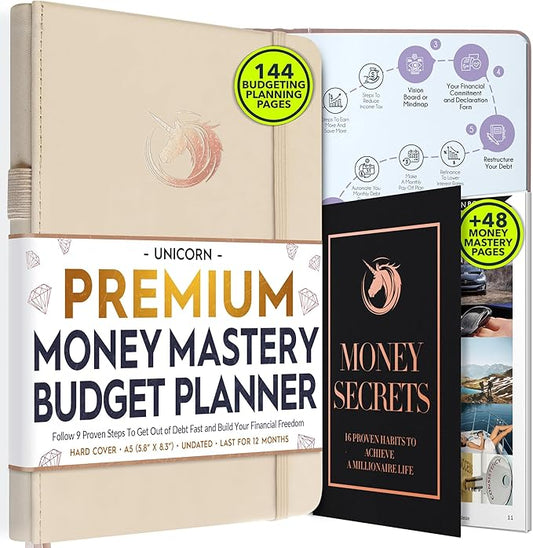 Financial Planner - Monthly Budget Planner & Monthly Bill Organizer | A 12-Month Journey to Financial Freedom | Bill Payment Tracker Organizer, Debt, Expense Tracker & Money Saving with Pockets