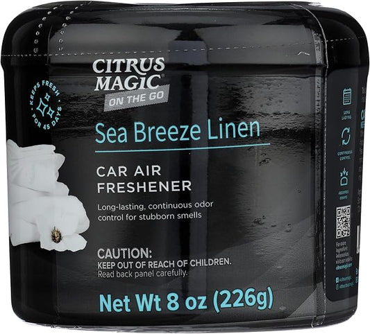 Citrus Magic On The Go Odor Absorbing Solid Air Freshener, Sea Breeze Linen, 8-Ounce, Pack of 1