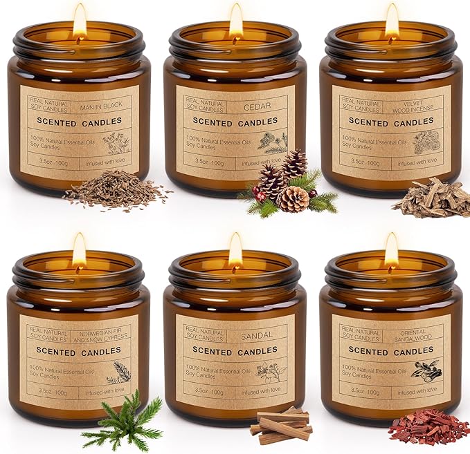 6 Pack Scented Candles Set | Candles for Home Scented, Candles Gifts Set for Women Men, Long Lasting Soy Wax Candle, Aromatherapy Candles Gift for Birthday Thanksgiving Christmas Day