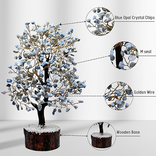 Amazing Gemstone Crystals and Healing Stones Birthday Gifts for Women - Blue Opal Crystal Tree of Life Home Decor Stocking Stuffers, Bookshelf, Room, Meditation Gift for Dad, Unique Birthday Gifts