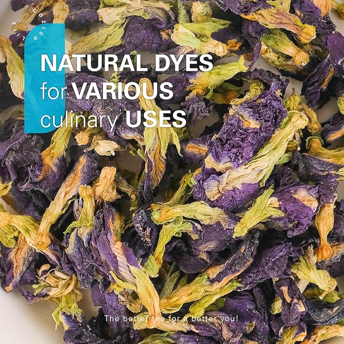 WT WEETEE Butterfly Pea Flower Tea Loose Leaf, 100% Natural & Pure from Whole Dried Butterfly Pea Flowers, Caffeine Free Herbal Tea For Blue & Purple Drinks