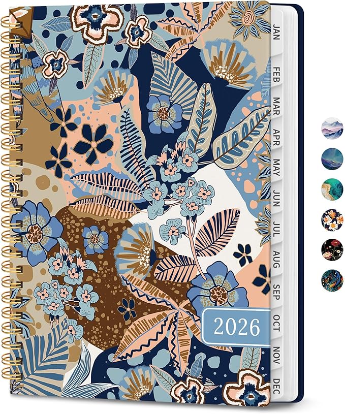 2026 Planner, Monthly and Weekly Calendar Planner for Women, January 2026 - December 2026, Hardcover Pretty 2026 Agenda Planner Book with Tabs, Spiral Bound, Perfect for School Office Home Supplies, 8.5" x 11" - Lineage Flora