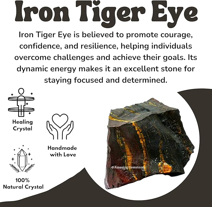 Amazing Gemstone 2 Pieces Iron Tiger Eye Raw Crystals and Healing Stones, Natural Rocks for Tumbling and DIY Raw Stones and Crystals