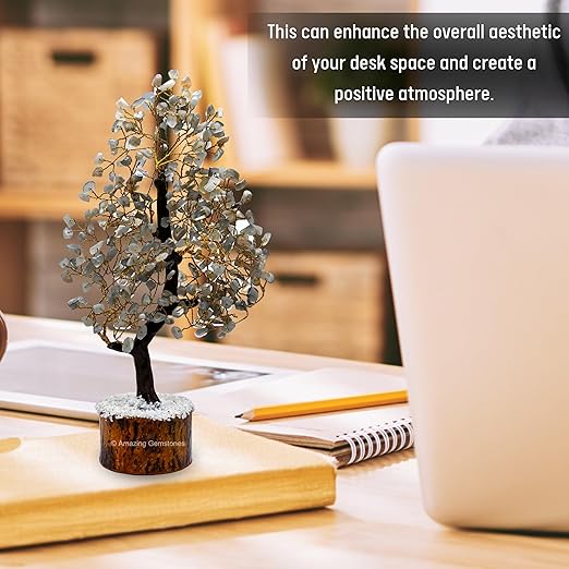 Amazing Gemstone Crystals and Healing Stones Birthday Gifts for Women - Grey Moonstone Crystal Tree of Life Home Decor Stocking Stuffers, Bookshelf, Room, Meditation Gift Mom, Unique Birthday Gifts