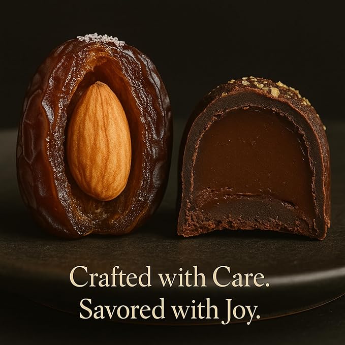 Andy Anand Chocolatier Gluten Free All Natural Truffles & Stuffed Dates Gift Box – Deliciously Healthy Embracing Nature's Goodness Perfect as Eid al Fitr Gift, Fresh flown from Turkey (24 Pcs 10.5 Oz)