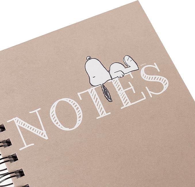 Graphique Snoopy Hardbound Spiral Journal, 160 Ruled Pages Hard Cover Notebook, Diary, Lists, Record Month and Date, Premium Paper, 6” x 8”