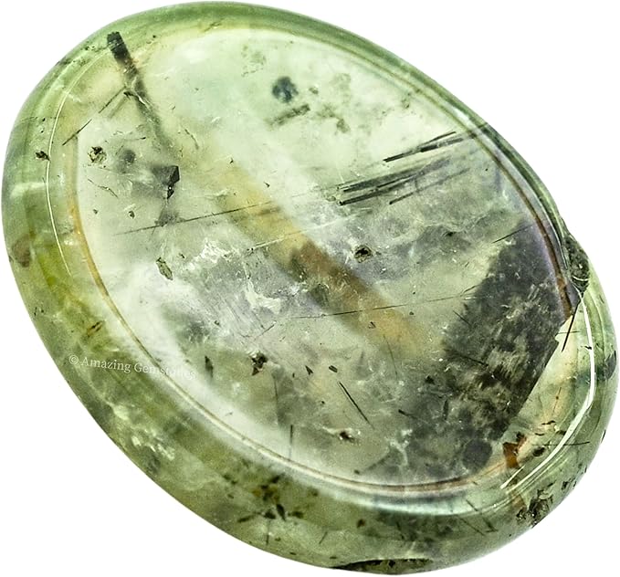 Amazing Gemstone Prehnite Worry Stone, Healing Crystals - Piedra Crystal Fidget for Gift, Meditation, Calming, Relaxation, Stress Relief