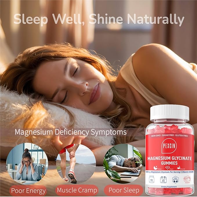 Magnesium Glycinate Gummies for Adults & Kids, 1000mg High Absorption Magnesium Complex Supplement, Sugar Free with Potassium,Vitamins for Calm, Sleep Supprt, Stress Relief, 180 Counts, Strawberry