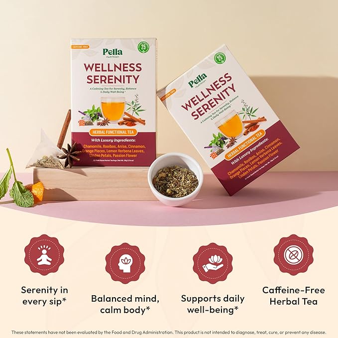 Chamomile Herbal Tea with Lemon Balm, Rooibos, Cinnamon, Anise, Orange Pieces, Linden Petals, Verbena & Passion Flower – Kosher, Vegan, GMO-Free, Zero Caffeine – Natural Wellness Support (25 Tea Bags)