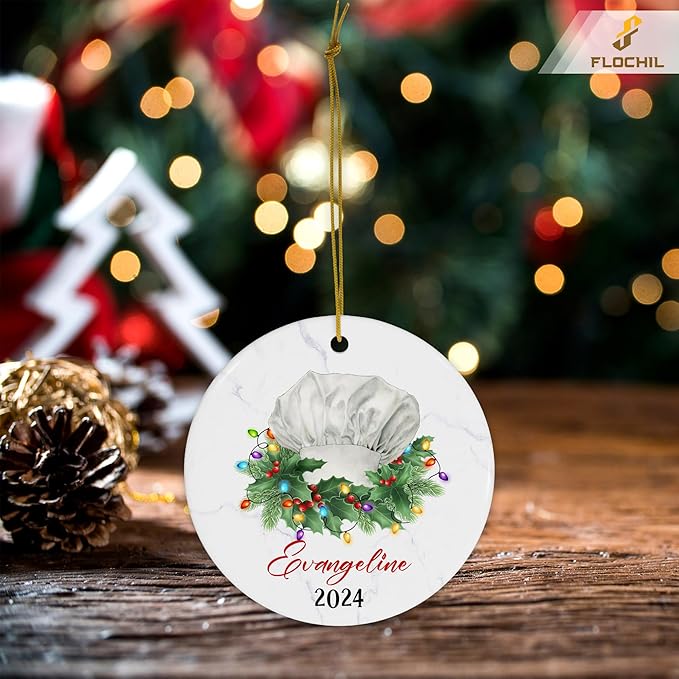 FLOCHIL Personalized Chef Christmas Ornament, Custom With Name, Gifts for Chefs