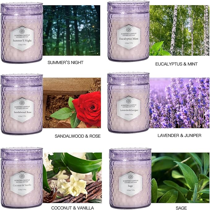 Candles for Home Scented, 6 Pack Aromatherapy Candles Gifts Sets for Women Birthday,33 oz Soy Wax 240 Hour Long Lasting Jar Candles