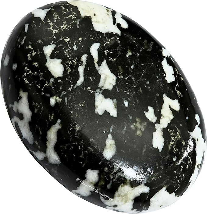 Amazing Gemstone Black and White Tourmaline Crystals and Healing Stones - Large Palm Stone Crystals Piedra - Crystal for Good Luck, Positive Energy, Meditation - Unique Stocking Stuffers, Gifts Women