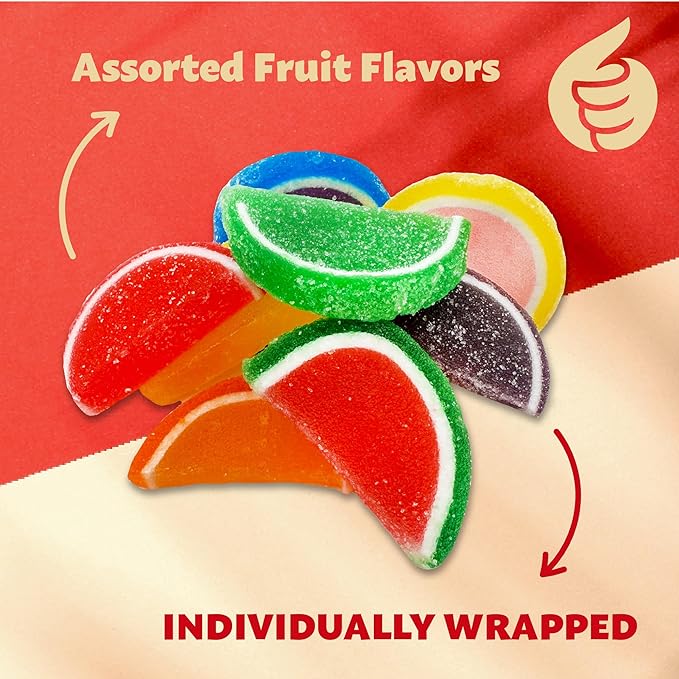 Fruit Slices Jelly Candy | 1.5 Pound Pack | Assorted Flavors | Individually Wrapped Old-Fashioned Sweets