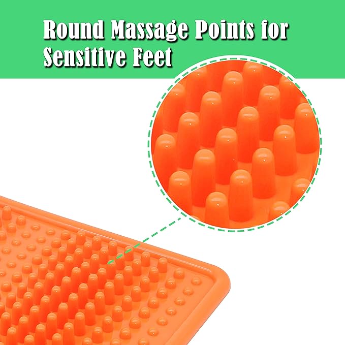 Foot Massager Mat, Acupressure Relaxation Reflexology Mat for Plantar Fasciitis, Heel, Arch Pain & Stress (Orange)