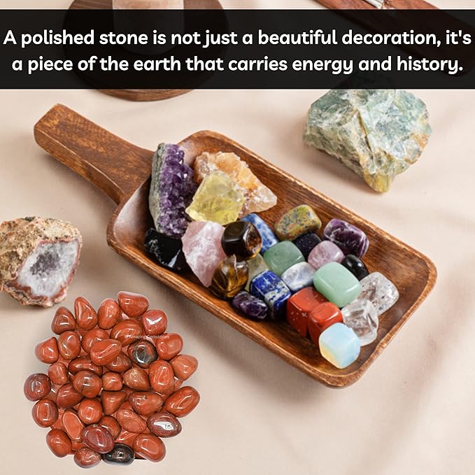 Amazing Gemstone Red Jasper Crystals and Healing Stones Tumbled - 1000+ Carats Red Jasper Stone, Natural Healing Stones for Energy Balance, Stress Relief - Premium Polished Gems Rocks for Meditation