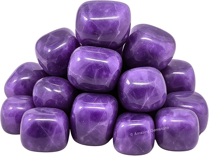 Amazing Gemstone Amethyst Crystals and Healing Stones Tumbled - 1 oz, Natural Healing Stones for Energy Balance, Stress Relief - Premium Polished Gems Rocks for Meditation and Wellness
