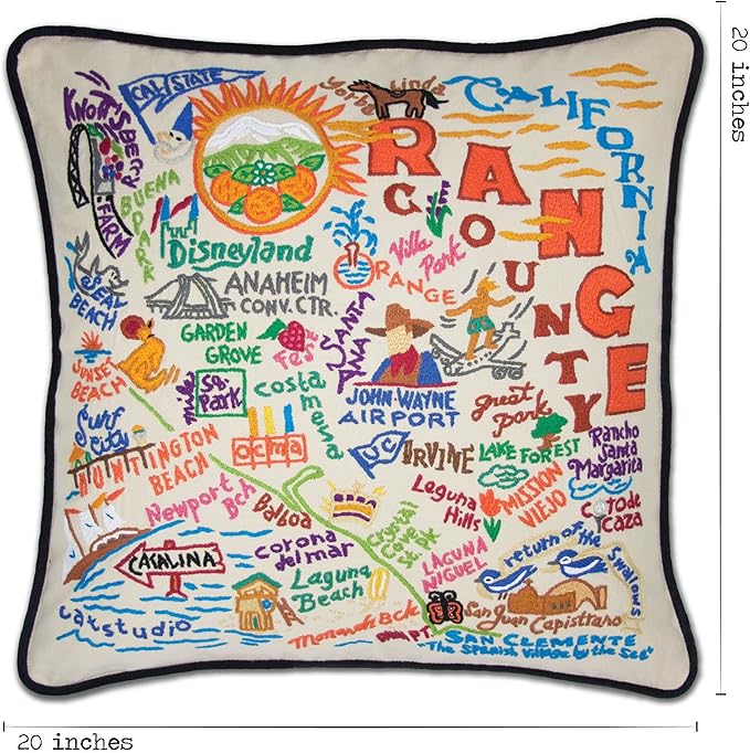 Catstudio Orange County Embroidered Decorative Throw Pillow