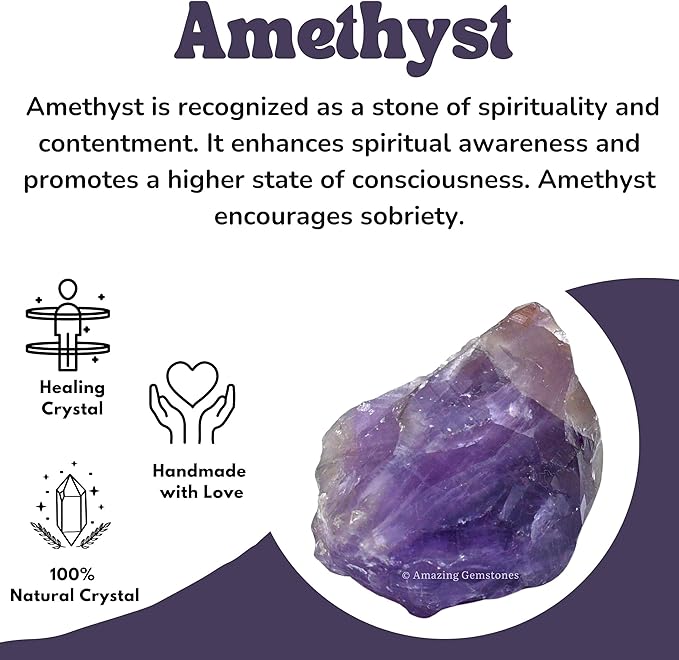Amazing Gemstone Amethyst Raw Crystals and Healing Stones, Natural Rocks for Tumbling - DIY Raw Stones and Crystals, 2 Pieces