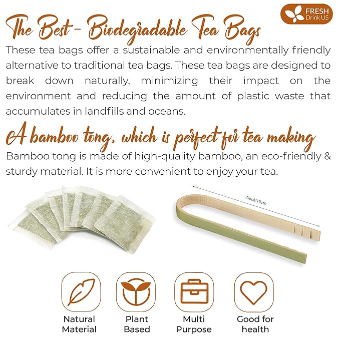 FreshDrinkUS Premium Burdock Root Tea Bags, 100% Natural & Pure. Burdock Herbal Tea, Made with Natural Material Tea Bags. No Sugar, No Caffeine, No Gluten, Vegan