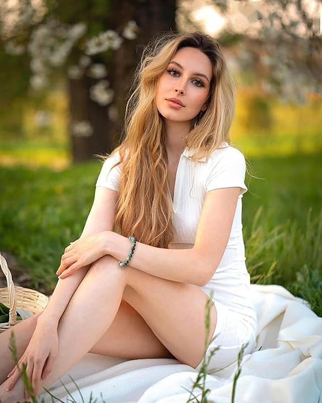 AD Beads Handmade Gemstone Stretch Elastic Bracelet Crystal Healing Reiki Nature's Beauty and Spiritual Essence Unisex (8mm, African Turquoise (Spiritual growth))