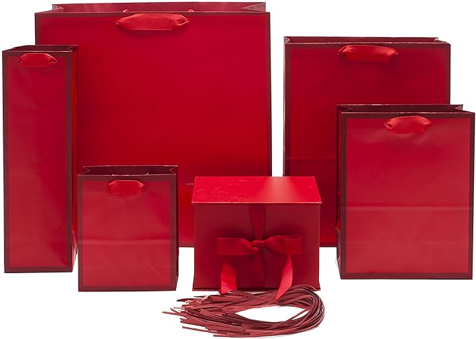Hallmark Medium Gift Box with Lid and Shredded Paper Fill (Red 7 inch Box) for Birthdays, Graduations, Anniversaries, Christmas, Valentine's Day, All Occasion