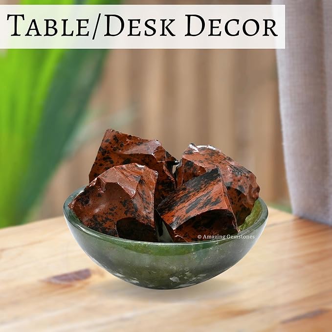 Amazing Gemstone Mahogany Obsidian Raw Crystals and Healing Stones, 5 Pieces Natural Rocks for Tumbling and DIY Raw Stones and Crystals