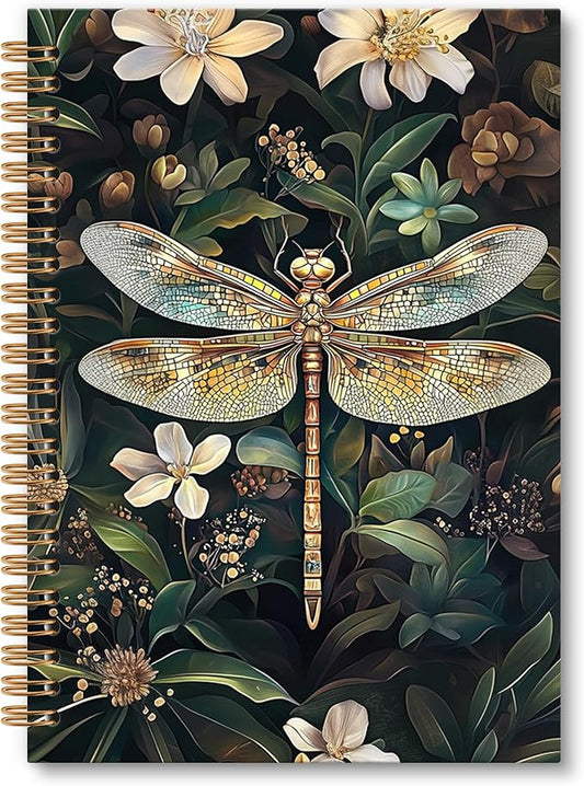 Dragonfly Gifts Notebook Journal Dragonfly Gifts for Women Spiral Notebook, Vintage Floral Botanical Dragonflies Notebooks Gifts for Women Girls, Dragonflies School Office Supplies, 6x8.2In