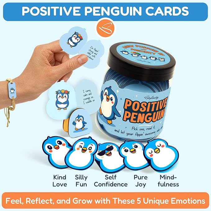 Positive Penguin Gifts For Women - Daily Affirmation Cards For Teens, Emotional Support Inspirational Gift For Women Coworkers, Unique Teen Girl Gifts Trendy Stuff For Birthday, Christmas