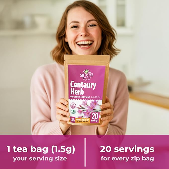 20 Bags Dried Centaury Herb Tea (Centaurii Herba) - 20 Count Centaurium Erythraea Herbal Tea